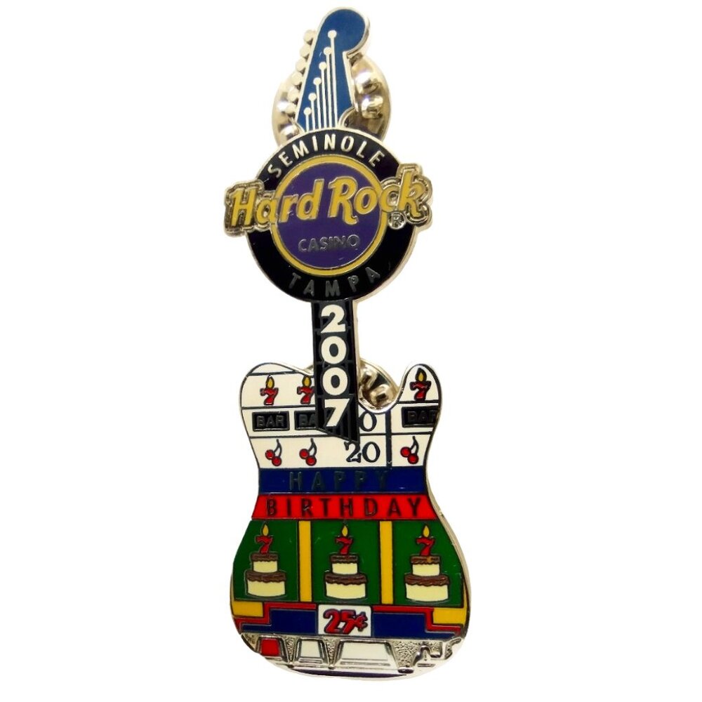 2007 Hard Rock Seminole Casino Tampa Guitar Pin Happy Birthday